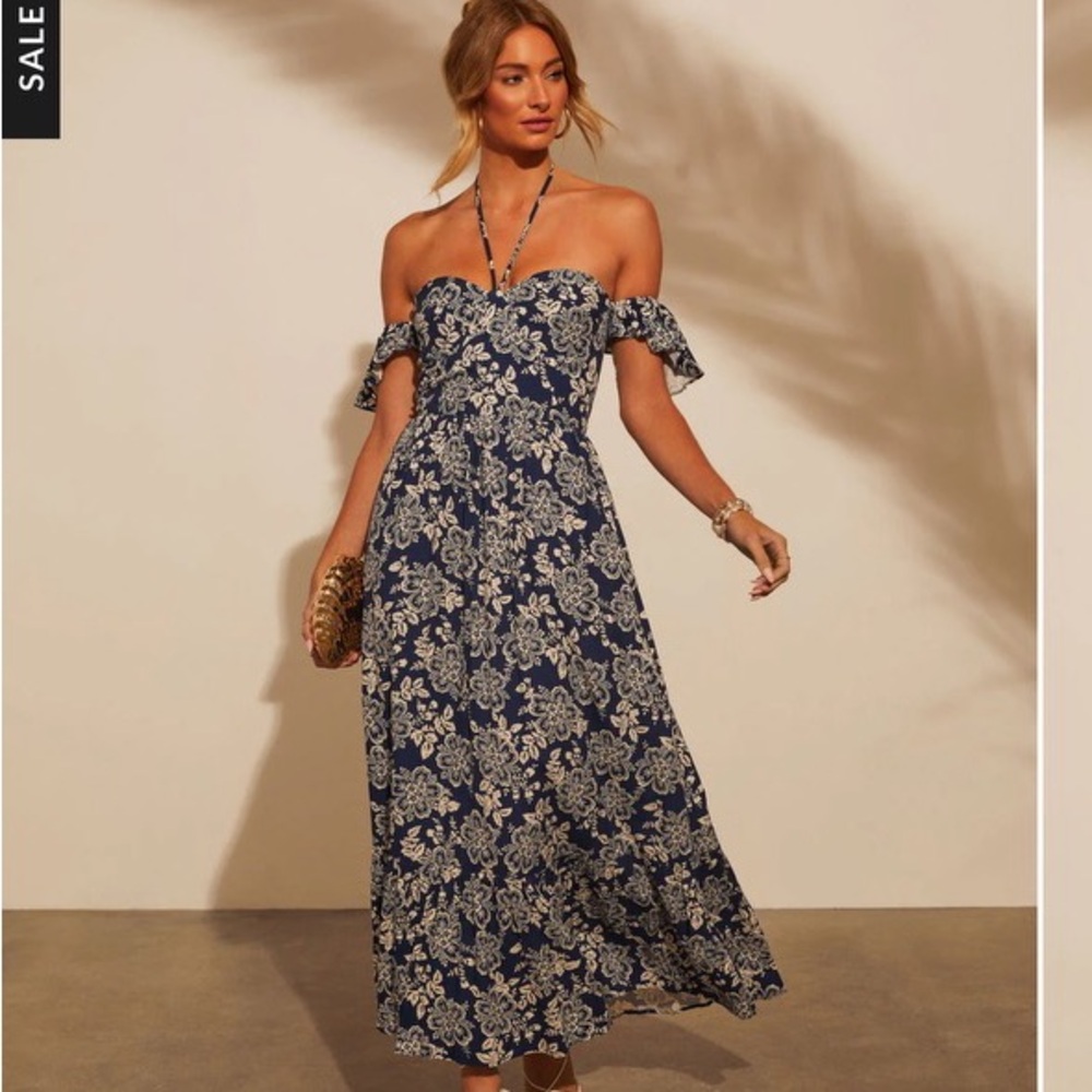 VICI Acacia Off The Shoulder Halter Maxi Dress - size small